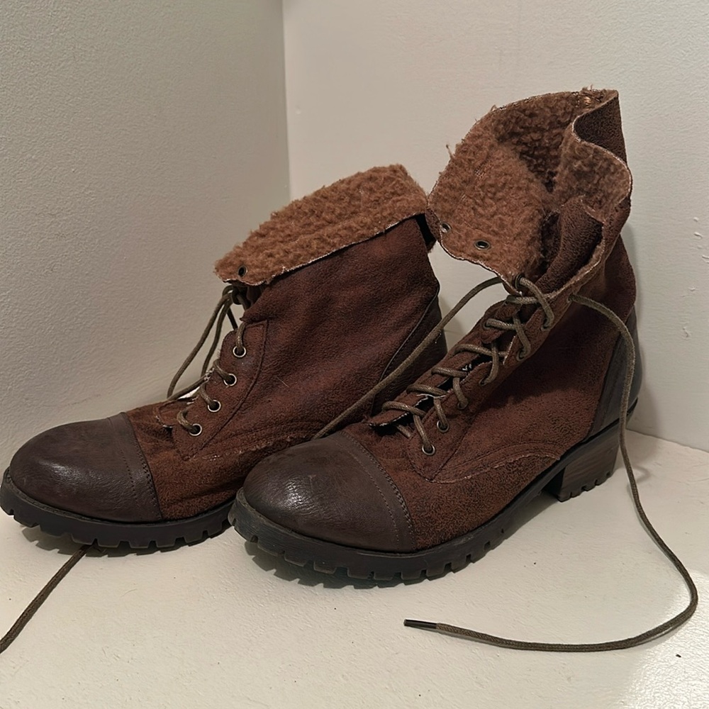 Fuzzy Lined Combat Boots